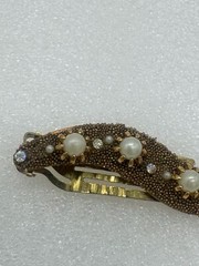 Vintage Wave Shaped Hair Comb Accessory Rhinestone Seed Beads Faux Pearls