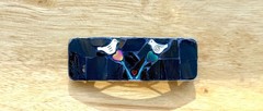 Stained Glass Mosaic Barrette: Branch, Hearts and Birds- Handmade