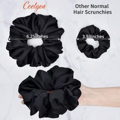CEELGON Black Big Scrunchies for Women 1 Count (Pack of 6), Oversized