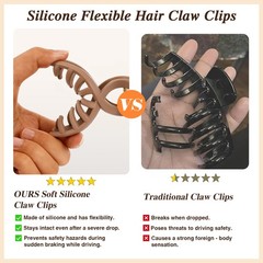 4 PCS Cloud Claw Clips for Women, Unsnappable 1 Count (Pack of 4), Red&Brown