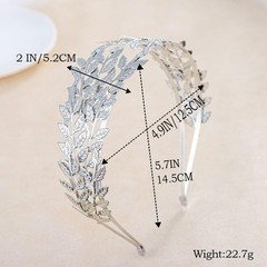 Sliver Wide Headbands Elegant Layered Leaf Double Band Bridal Accessory