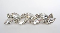 Silver metal clear or gray crystal hair pin clip barrette for fine thin hair