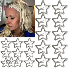 20 PCS Sparkling 1.22″ and 1.65″Star Hair Clips Snap Hair Accessories Non Slip C