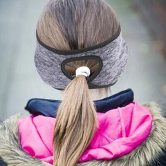 Winter Women’s Ponytail Hole Headband Ears Warmer Hairband Fleece Gym Sweatband