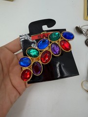Vintage Hair Clip 80s Multicolor Royal Colors Chunky Deadstock on Card