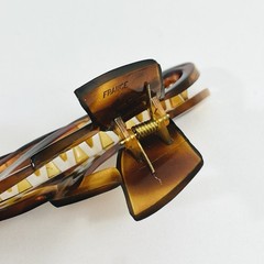 Vintage Hair Claw Clip Tortoise Shell Brown Plastic 4.5” Asymmetrical France
