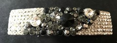 New Multi Rhinestone 3” Hair Barrette Band With Black and Gray Crystal