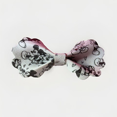 Pink White Black Cartoon Print Bow Hair Clip Fabric Metal for Women Teens