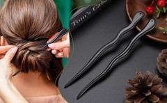 2PCS Ebony Sandalwood French Hair Chopsticks, Snake Shape Hairpins for Chignon