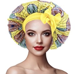 3PK Satin Fabric Bonnet Silk Night Sleep Cap Hair Head Covers Wide Elastic Band