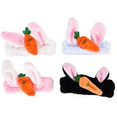 4pcs Cute Ears Headband Bunny Ears With Carrot Headwear For Washing