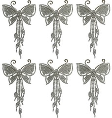 Set of 6 JCGY Crystal Silvery White Butterfly Bridal Barrettes Streamers 9050-6
