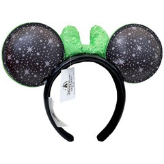 Black Hocus Pocus Moon Stars ‌Mickey Mouse Disney’s Ears Headband Green Bow