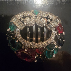 Silver Tone Tafari Rhinestone Floral Flower Barrette Hair Clip Red Green Blue