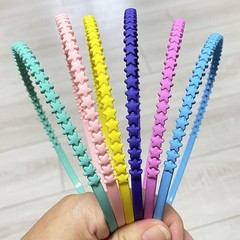 12 PCS Colorful Thin Plastic Five Star Headbands Teeth Hair Accessories Girls