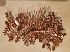 1 PC Catery Crystal Bride Wedding Formal Hair Comb Rhinestone Flower Rose Gold
