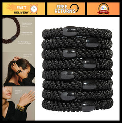 Ponytail Holders Set of 8 – Black Hair Ties, Secure & Gentle Grip for All Hair T