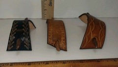 Leather Hair Barrette Wood Stick Slide Bun LOT Design Brown Black Handcrafted