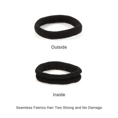 Seamless Hair Ties, Soft Cloth Fabric Black Bands, Large Ponytail Holder for Scr
