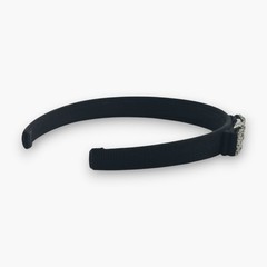 Salvatore Ferragamo Vara Bow Rhinestone Crystal Headband Black Silver Box