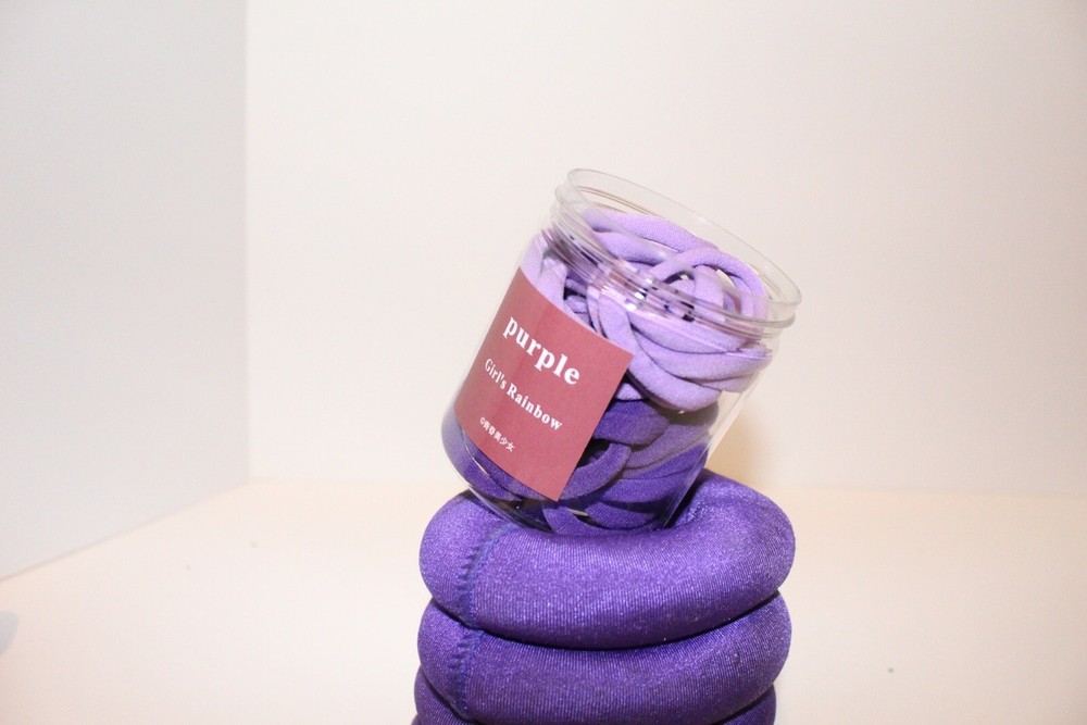 50 Count PURPLE/LAVENDER Microfiber Towel Seamless Scrunchies for Girls