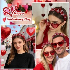 1Pcs Valentines Headbands Heart Headband with Rhinestones Design Romantic Val…