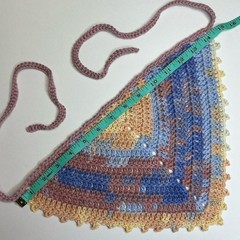 Colorful Crochet Triangle Bandanna Head Scarf Handcrafted Handmade Cotton Boho