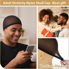 10PCS Wave Cap Stretchy Stocking Wig Cap Hair Net For Men Women Black
