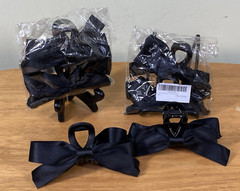 Lot of 3 2-piece Big Bow Hair Claw Clips In Black for Women Thick Curly Straight