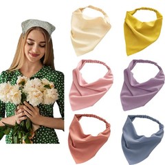 DINPREY 6 Pcs Hair Scarf Bandanas Headbands 1 Count (Pack of 6), 6 Colors B