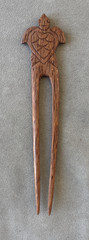 7″ 2-Prong Koa Wood Hair Pin w/ Honu Sea Turtle Made in Hawaii