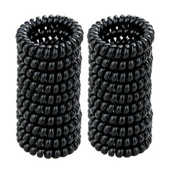 🌀 Spiral Hair Ties 20PCS Waterproof No Crease Coil Hair Bands Black Transparent