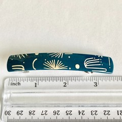 Stay Tight French Barrette Set of 2 Blue Beige Acrylic 3.5″ Long Hair Pop Art