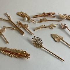 16 Gold Feather Leaf Flower Metal Hair Clips Bobby Pins New Free Shipping