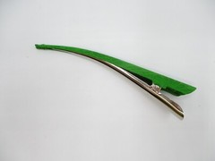 Green Kimono Fabric Large Hair Clip, Long Upcycled 130mm Metal Hair Accessory