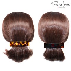 Parcelona French Rectangular Bar Large Celluloid Acetate Hair Barrette for Women