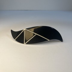 Black And White Hair Clip Snap Back Barrette 80s Vintage Retro