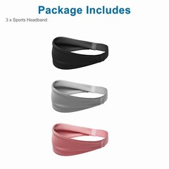 3PCS Men Women Sports Headband Anti-Sweat Band Running Yoga Stretch Head Bands