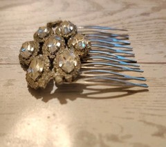Rhinestone Crystal Hair Comb 7 Oval Cluster Wedding Party Business Dinner