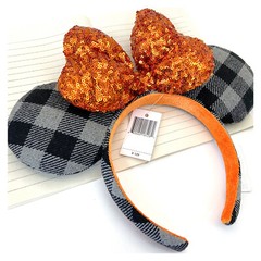 Orange Spangle Square Parks Plaid Rare Headband Disney` Anniversary Minnie Ears