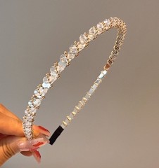 Clear Crystal Beads Headband Glamour Holiday Fashion Gold Crystal Headband