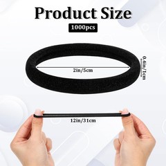 1000 Pcs Ouchless Black Hair Ties – Elastic Cotton Ponytail Holders for All Hair