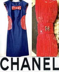 NEW Chanel 2008 Sequin Red Vintage Hair Bow Barrette Clip Dress Pin 34 36 38 40