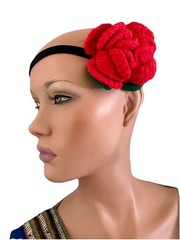 VINTAGE 70’s KNIT Yarn FLORAL HAIRBAND / HEADBAND