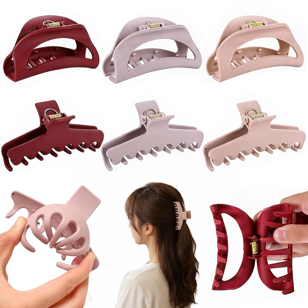 6 PCS Silicone Claw Clip, Flexible Clip for Thin, Thick and Curly…