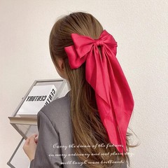 Solid Color Satin Ribbon Big Bows Hairpin Spring Clips Hair Accessories for