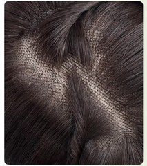 2.3″x3.15″ Mono Base Wavy 100% Human Hair Topper Clip in 25cm, Black/Brown