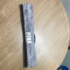 PINK Gray Heathered Logo Headband Women Teens Polyester Blend Gray Black White