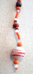 NEW NOS Handmade Hanging ORANGE WHITE BROWN BEADS Fashion Metal ROACH HAIR CLIP