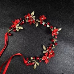 2 PCS Red Daisy Pearl Flower Vine Rhinestones Headband Flower Headband Floral…